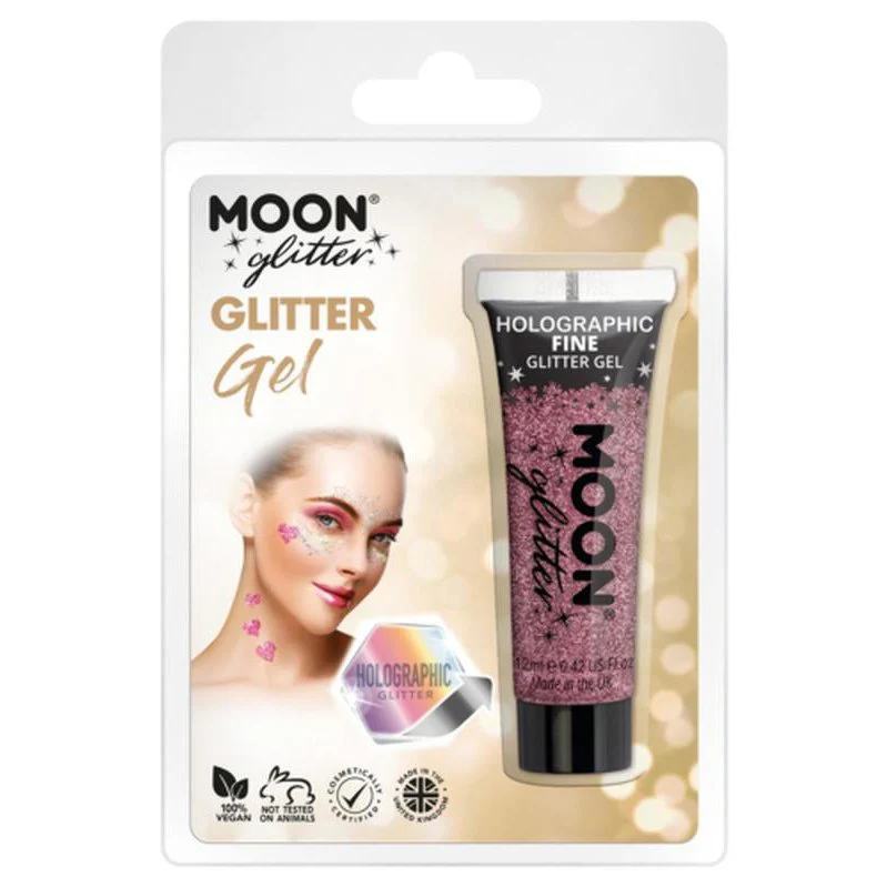 Moon Glitter Holographic Fine Glitter Gel, Pink - Image 3