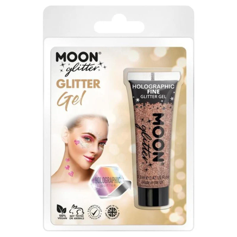 Moon Glitter Holographic Fine Glitter Gel, Rose Gold - Image 3