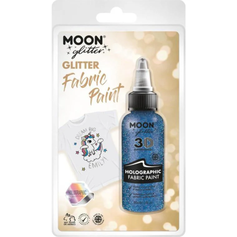 Moon Glitter Holographic Glitter Fabric Paint, Blue - Image 3