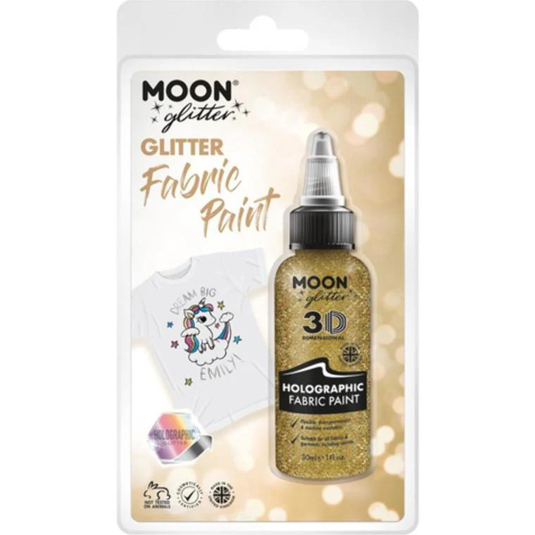 Moon Glitter Holographic Glitter Fabric Paint, Gold - Image 3