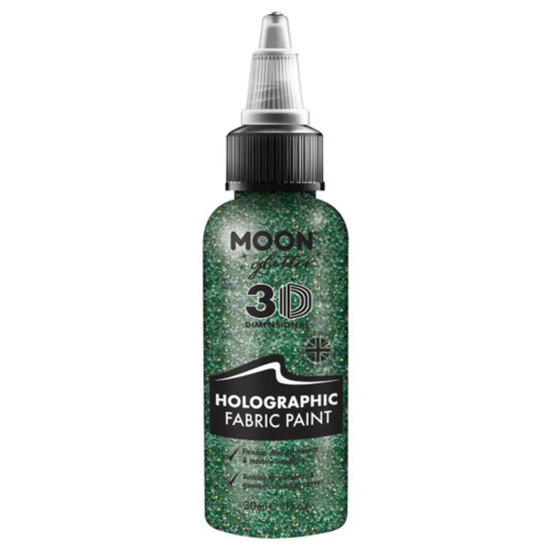 Moon Glitter Holographic Glitter Fabric Paint, Green