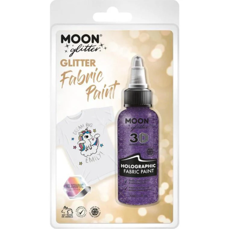 Moon Glitter Holographic Glitter Fabric Paint, Purple - Image 3