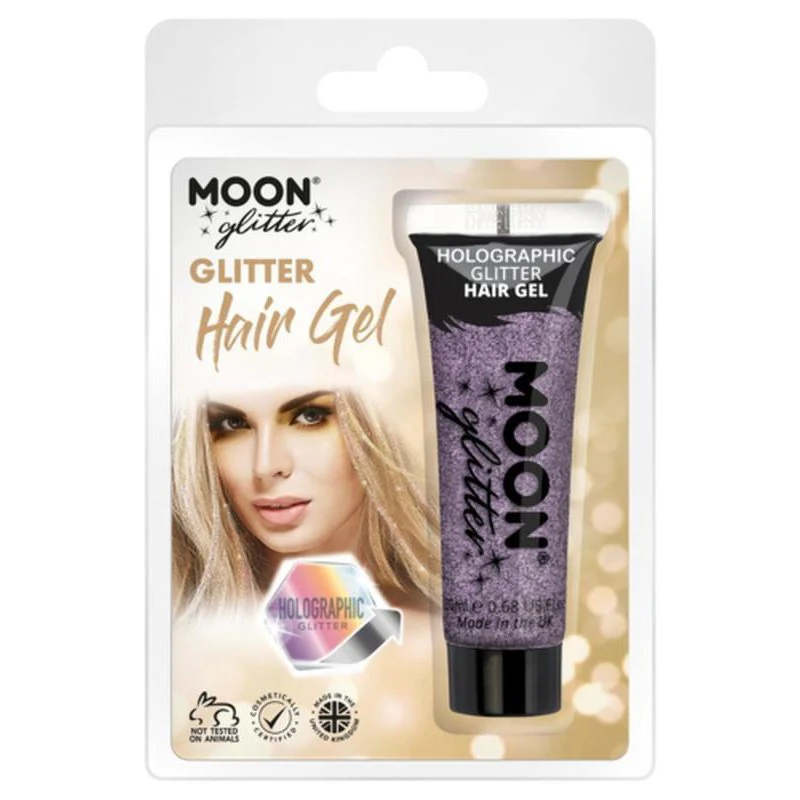 Moon Glitter Holographic Glitter Hair Gel, Purple - Image 3