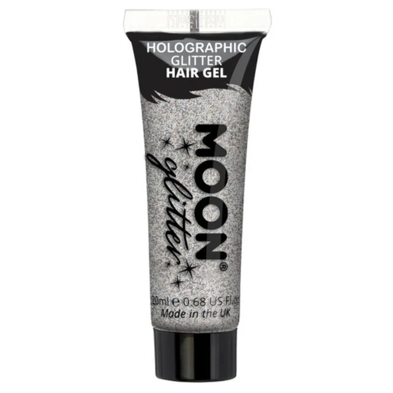 Moon Glitter Holographic Glitter Hair Gel, Silver