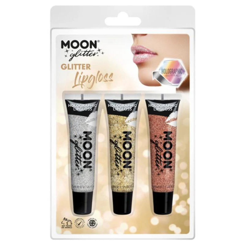 Moon Glitter Holographic Glitter Lipgloss, Silver, Gold, Rose Gold