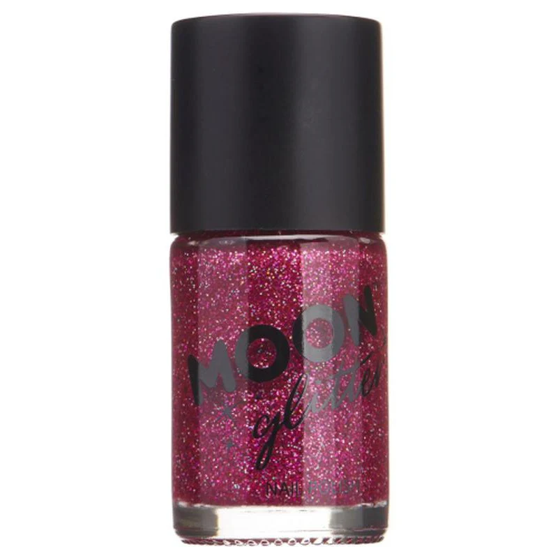 Moon Glitter Holographic Nail Polish, Fuchsia - Image 2