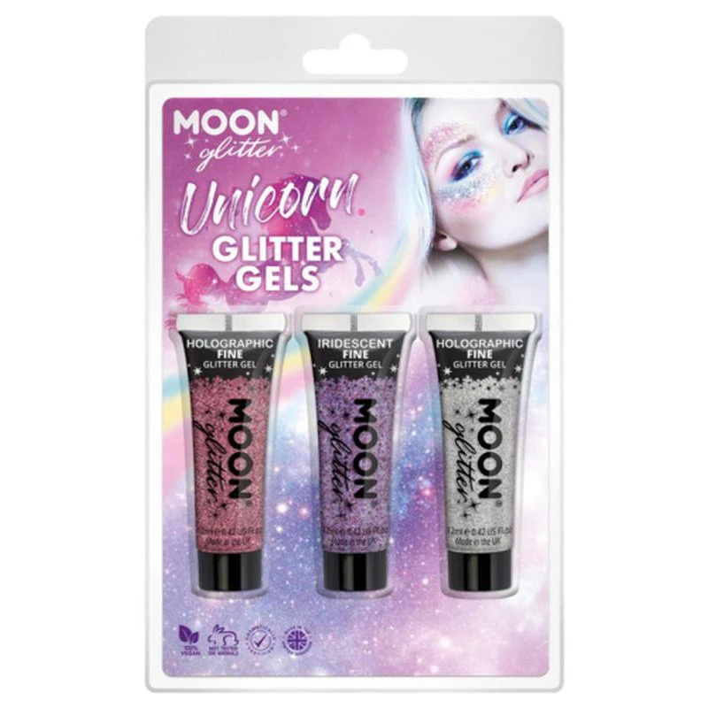 Moon Glitter Themed Clamshells, Pink Glitter Gels
