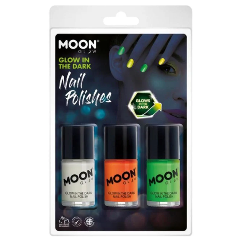 Moon Glow Glow In The Dark Nail Polish, Invisible, Orange, Green