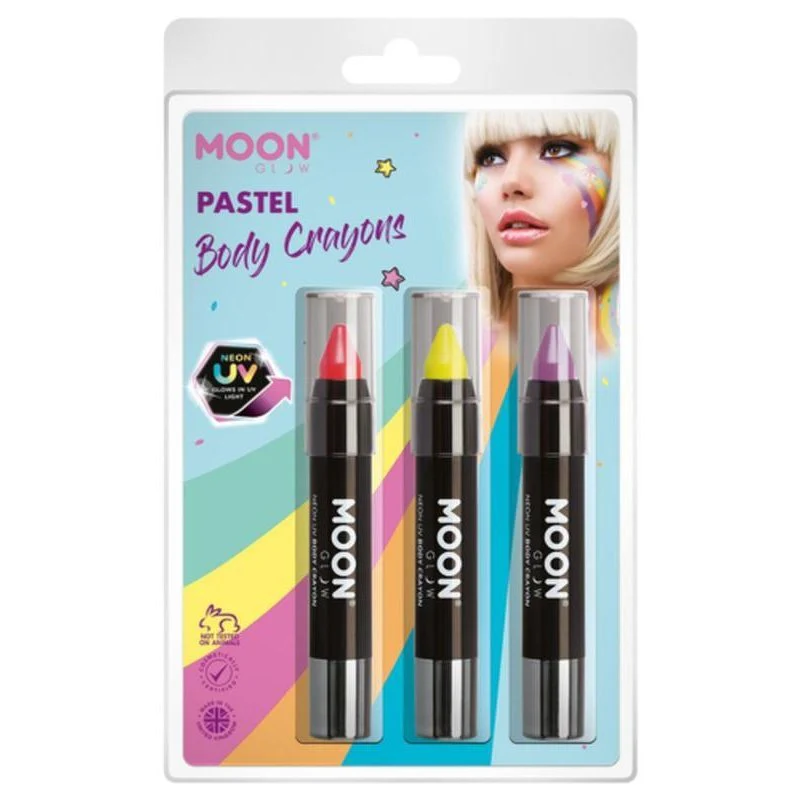 Moon Glow Intense Neon Uv Body Crayons, Coral, Pink, Lilac
