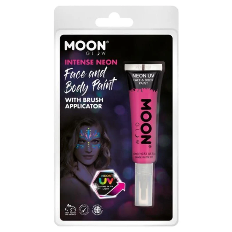 Moon Glow Intense Neon Uv Face Paint, Hot Pink With Brush Applicator - Image 3
