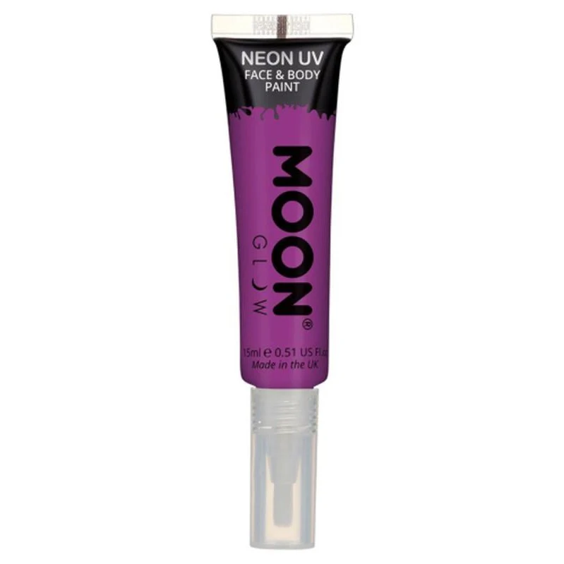 Moon Glow Intense Neon Uv Face Paint, Purple With Brush Applicator