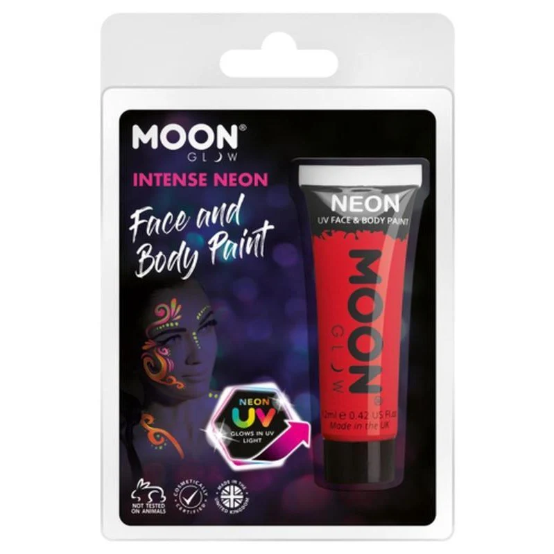 Moon Glow Intense Neon Uv Face Paint, Red - Image 2