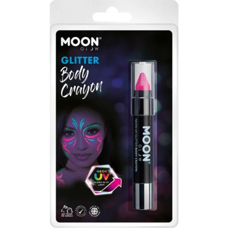 Moon Glow Neon Uv Glitter Body Crayons, Magenta - Image 3