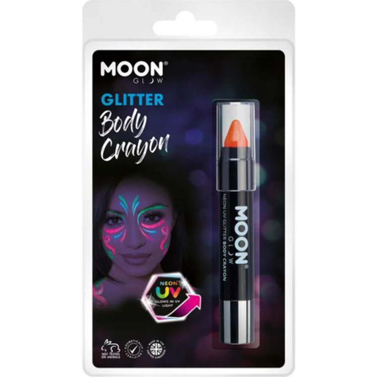 Moon Glow Neon Uv Glitter Body Crayons, Orange - Image 3
