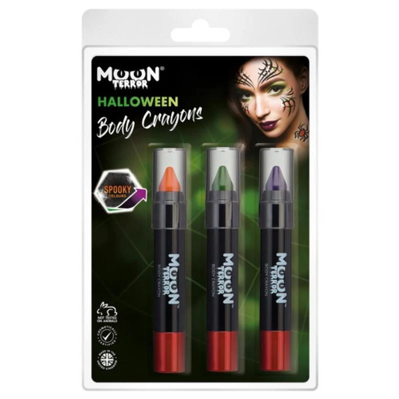 Moon Terror Halloween Body Crayons, Orange, Green, Purple
