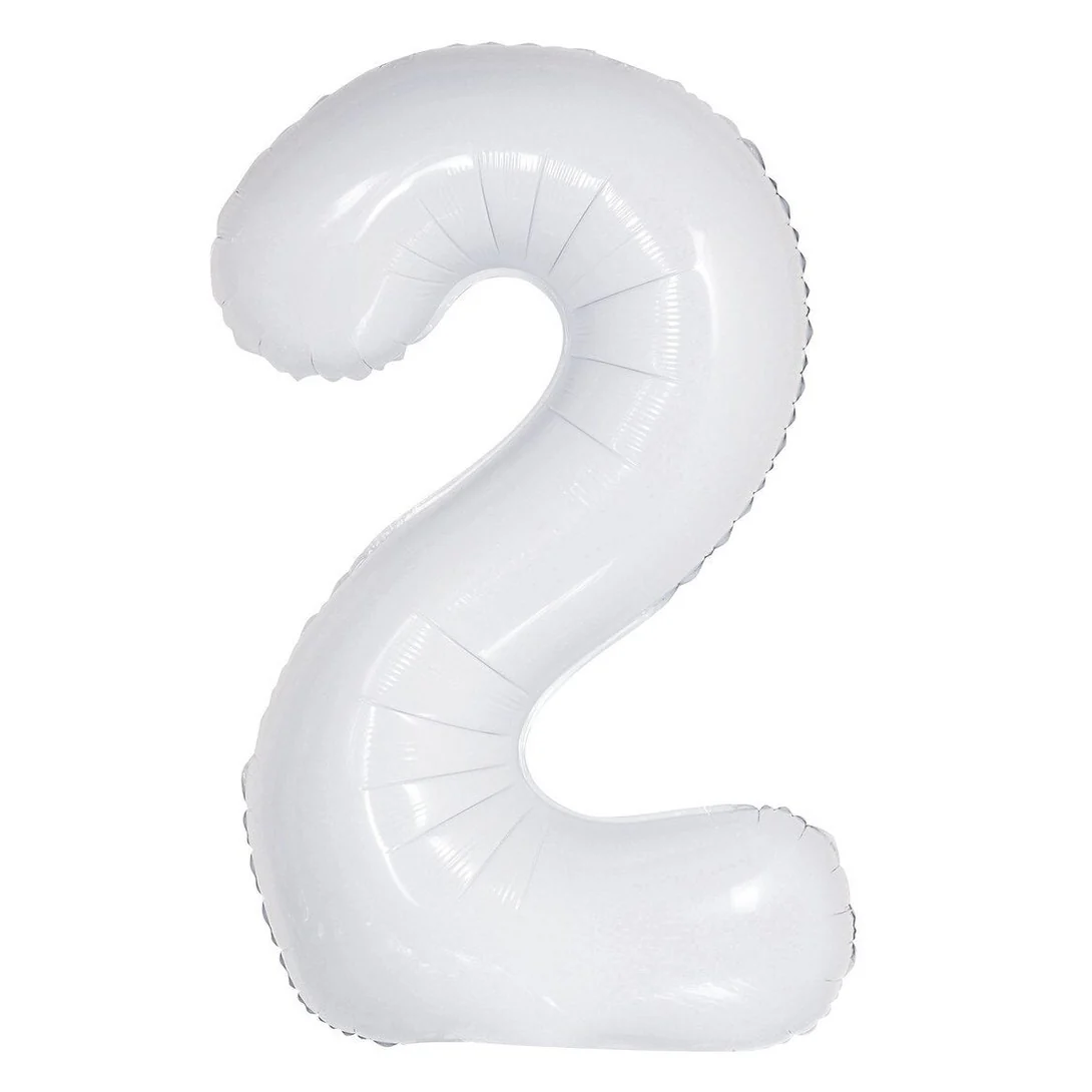 Number 2 White Foil Balloon – 86cm