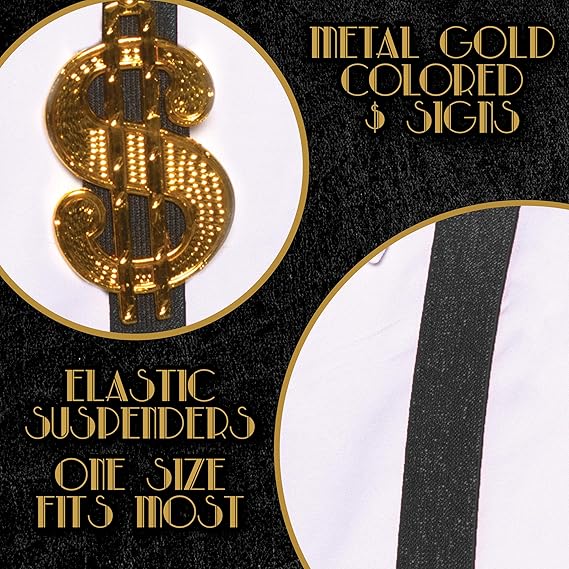 Pimp Gold Money Sign Suspenders - Image 2