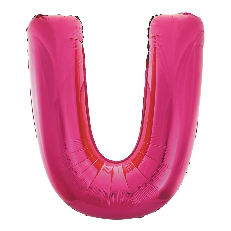 Pink Letter U Foil Balloon-86cm