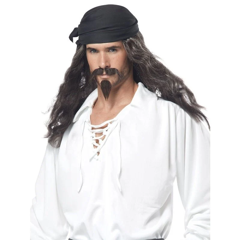Pirate Wig, Moustache & Chin Patch