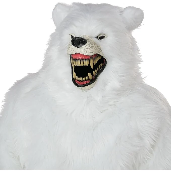 Polar Bear Adult Deluxe Costume with Moveable Jaw Mask - Image 4