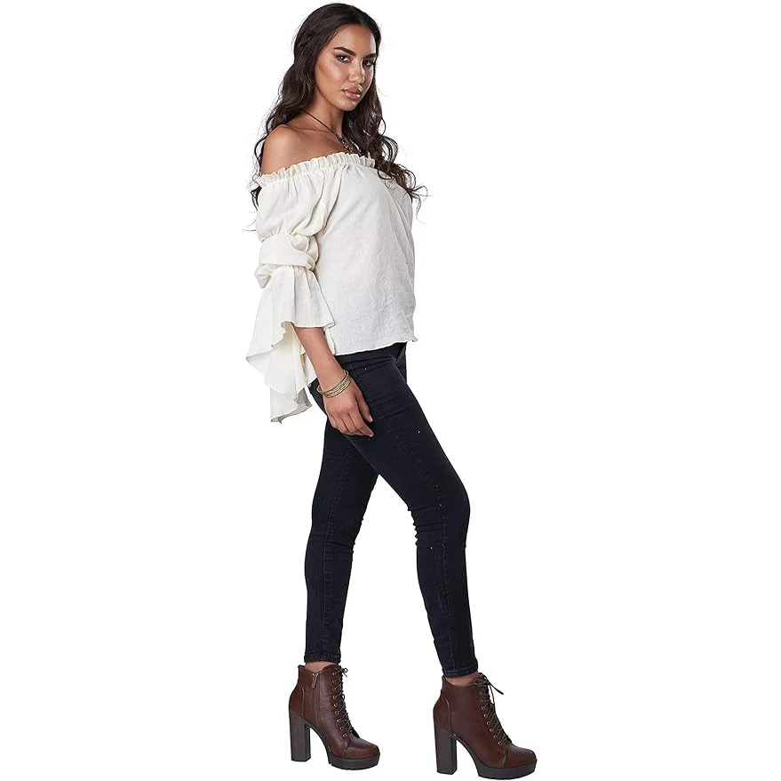 Renaissance Ruffle Blouse Women's Costume Top - Image 3