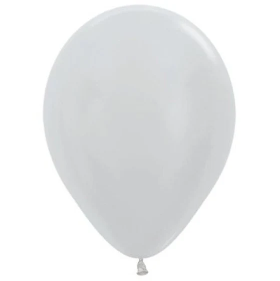 Round Balloon 30cm Satin Silver, Uninflated