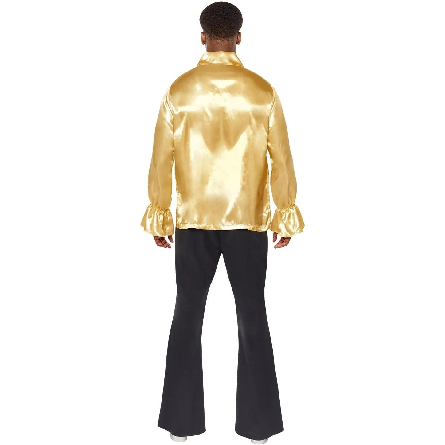 Satin Ruffle Adult Mens Costume Shirt Gold - Image 3