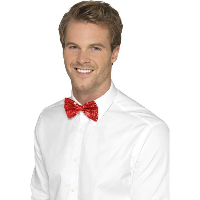 Sequin Bow Tie, Red