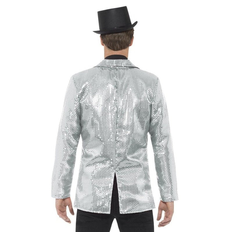 Sequin Jacket, Mens Silver - Image 3