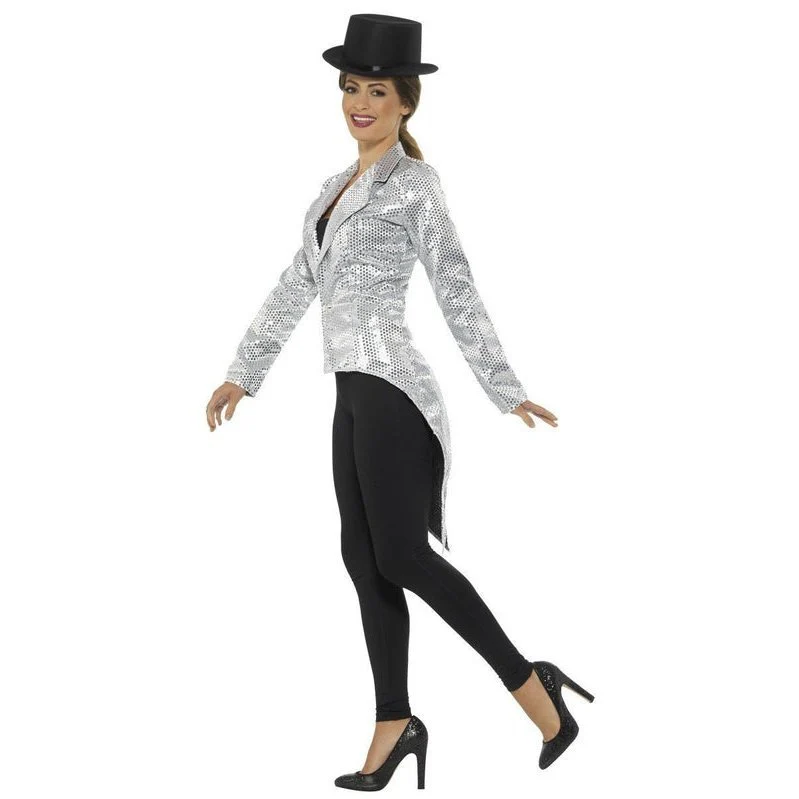 Sequin Tailcoat Jacket, Silver - Image 2