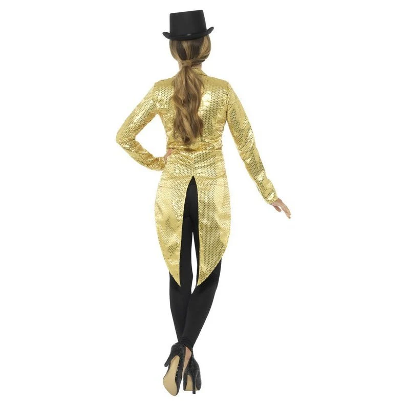 Sequin Tailcoat Jacket, Ladies Gold - Image 3