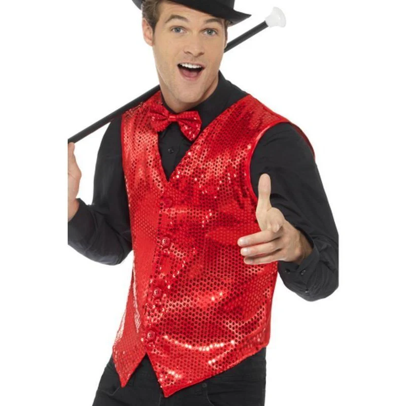 Sequin Waistcoat, Red - Image 2