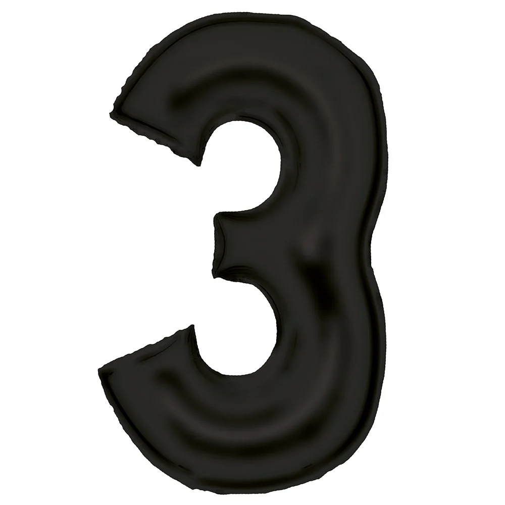 Silk Lustre Black Foil Number 3 Balloon 89cm