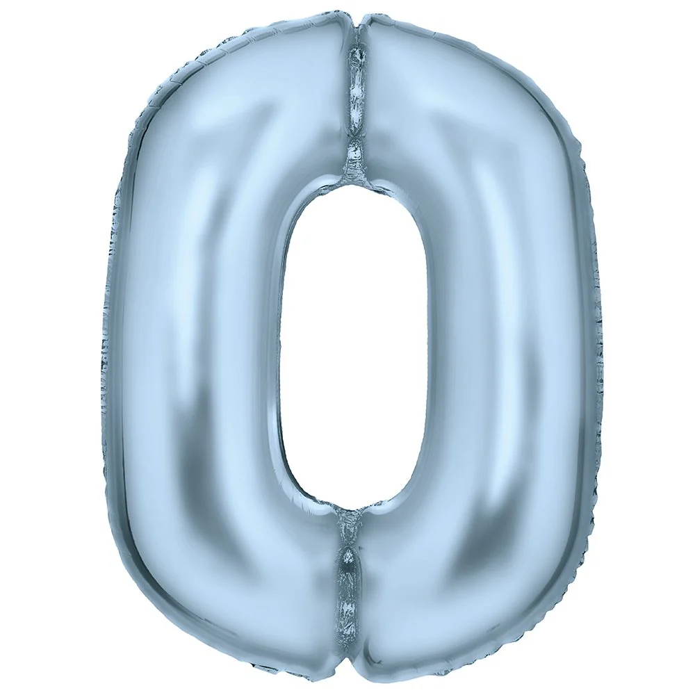 Silk Lustre Blue Foil Number 0 Balloon 89cm