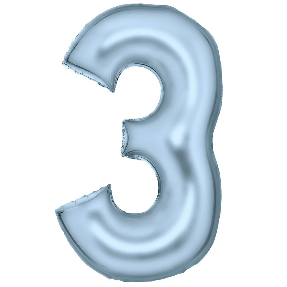 Silk Lustre Blue Foil Number 3 Balloon 89cm