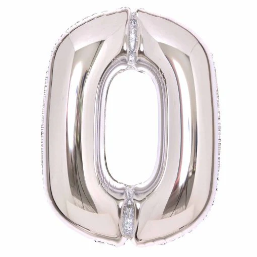 Silver Large Foil Number 0 Balloon 89cm