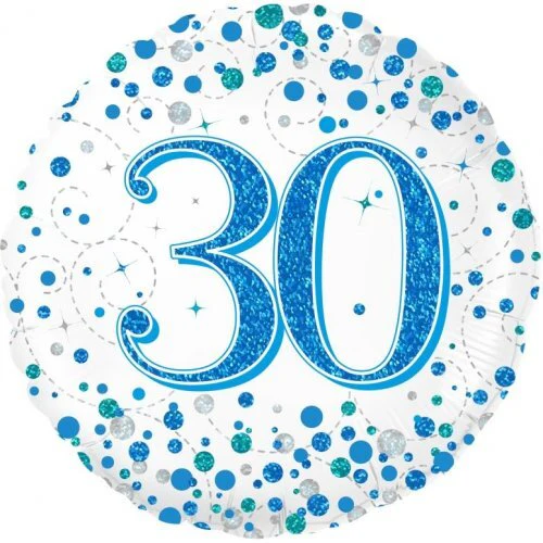 Sparkling Blue 30th Birthday Foil Balloon 45cm