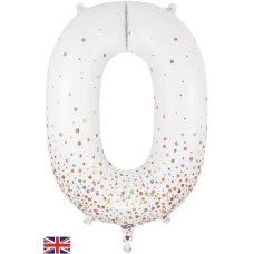 White Number 0 Foil Balloon-86cm