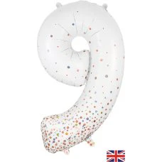 White Number 9 Foil Balloon-86cm